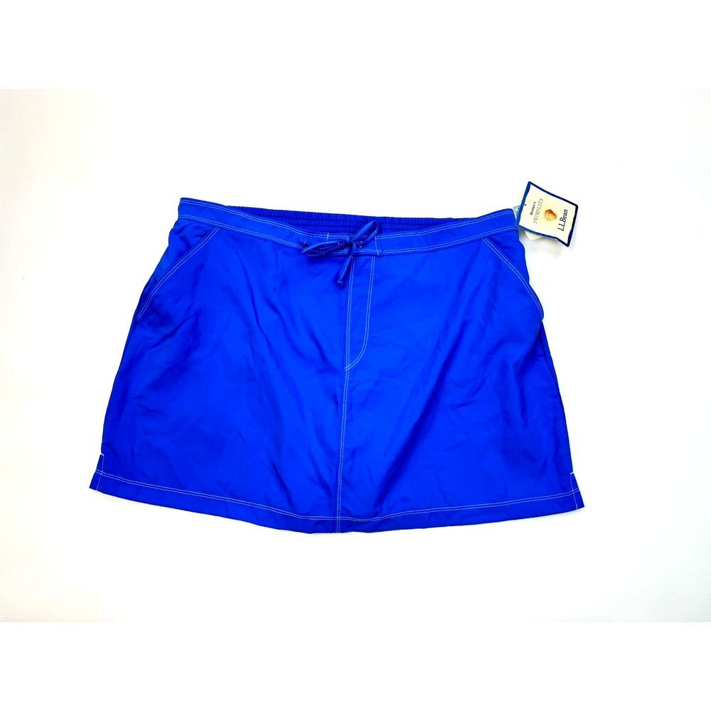 LL Bean Nylon‎ Swim Skirt Women 16 NWT Lined Skort Elastic waist Pockets Royal
